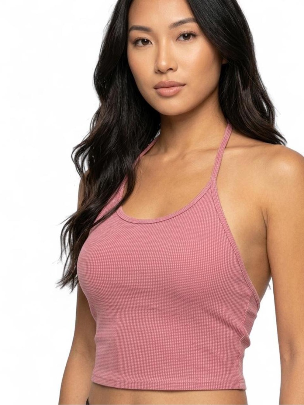 Brandy Melville Pink Gingham Halter Crop Top One Size